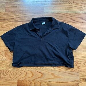 Aritzia Sunday Best black collared crop top size small